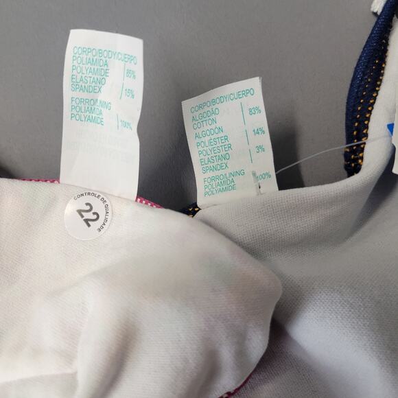 Agua Doce Brazilian Cheeky Bikini Swimsuit Womens M Triangle Top Floral Denim - Picture 15 of 16